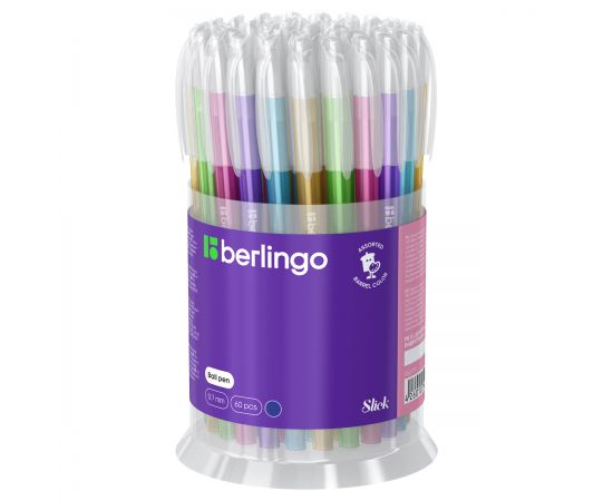 Ручка шариковая Berlingo "Slick" синяя, 0,7мм, игольчатый стержень, корпус ассорти CBp_07772