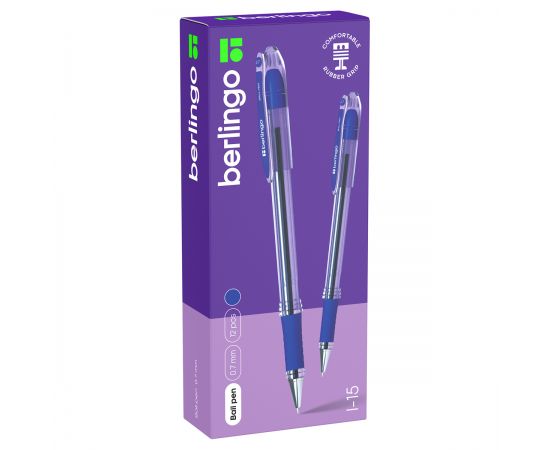 Ручка шариковая Berlingo "I-15" синяя, 0,7мм, грип CBp_70012