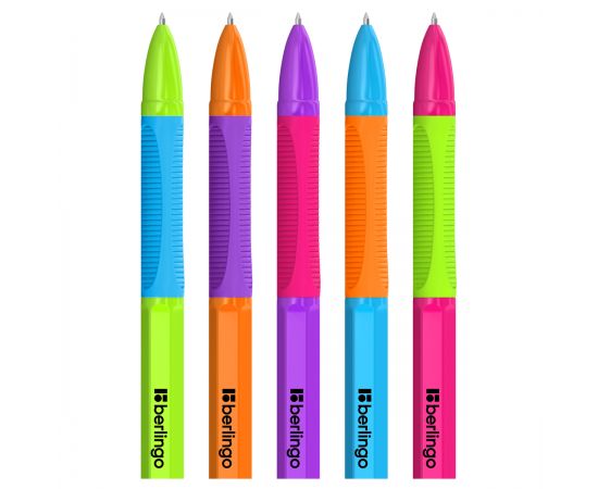 Ручка шариковая Berlingo "Tribase grip fuze" синяя, 0,7мм, грип, ассорти CBp_70968