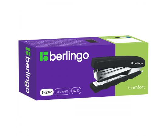Степлер №10 Berlingo "Comfort" до 16л., пластиковый корпус, черный DSn_16161