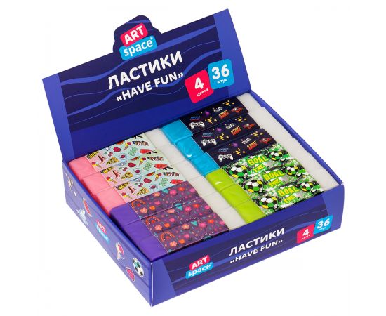 Ластик ArtSpace "Have Fun", прямоугольный, ЭКО-ПВХ, 60*15*10мм ER_44729