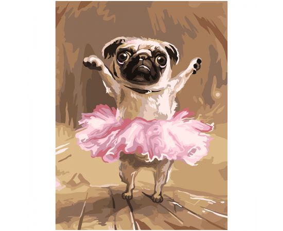 Картина по номерам на картоне ТРИ СОВЫ "Мопс в балетной пачке", 30*40, с акриловыми красками и кистями KK3040_00009