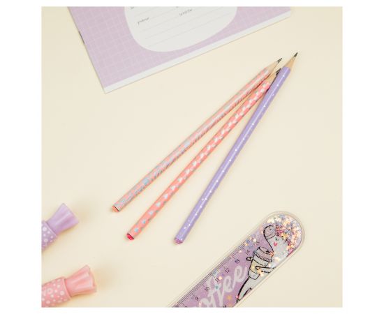 Карандаш ч/г MESHU "Hologram", HB, заточен., c фольгированием, стразы на топе, без ластика, ассорти, туба MS_47376