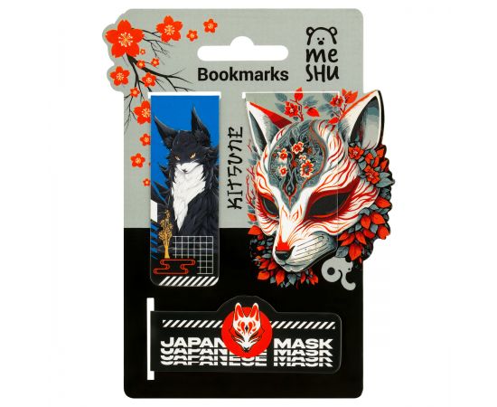 Закладки магнитные для книг, 3шт., MESHU "Kitsune", матовая ламинация, фольга MS_58293