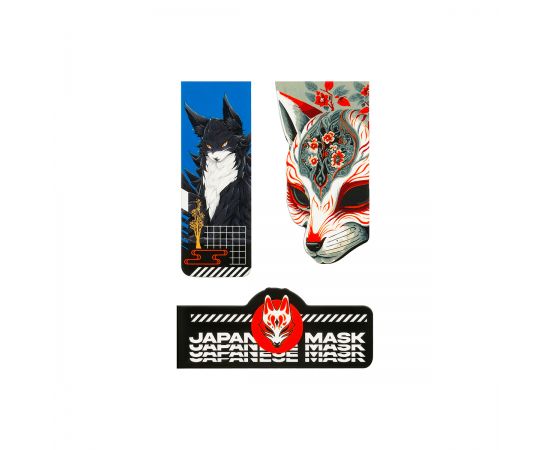 Закладки магнитные для книг, 3шт., MESHU "Kitsune", матовая ламинация, фольга MS_58293