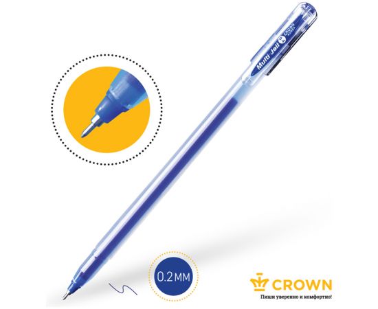 Ручка гелевая Crown "Multi Jell" синяя, 0,4мм, игольчатый стержень MTJ-500B