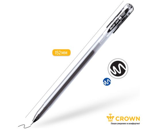 Ручка гелевая Crown "Multi Jell" черная, 0,4мм, игольчатый стержень MTJ-500B