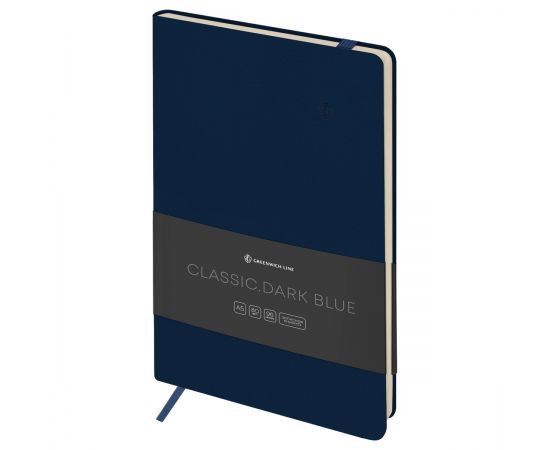 Записная книжка А5 96л. ЛАЙТ, кожзам, Greenwich Line "Classic. Dark blue", с резинкой, блок без линовки NA5е_51436