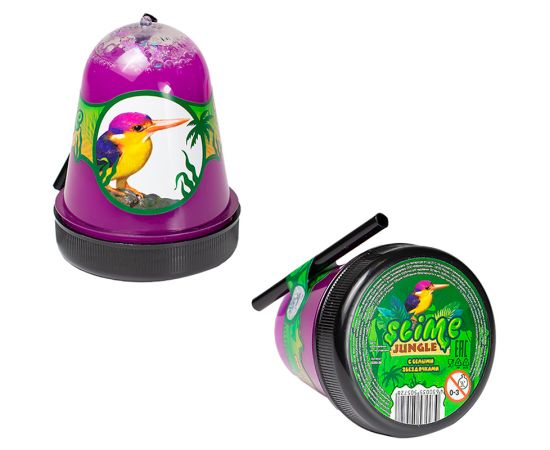 Слайм Slime "Jungle. Птичка Зимородок", с белыми звездочками, 130г S300-28