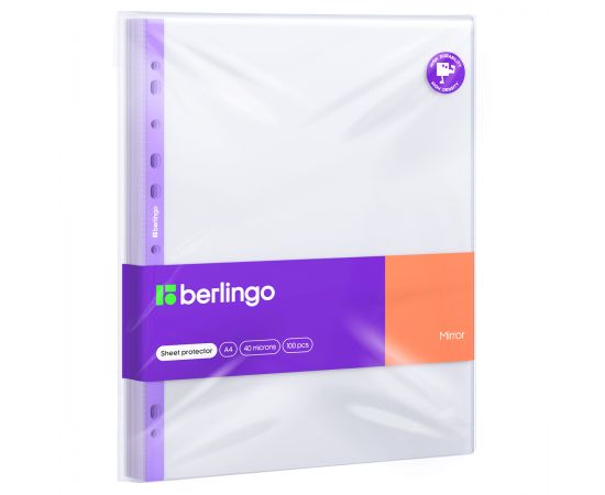 Папка-вкладыш с перфорацией Berlingo "Mirror", А4, 40мкм, глянцевая SPm_A4040