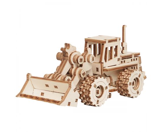 Конструктор деревянный ТРИ СОВЫ "Трактор с ковшом", 12*4*5см, 89 деталей, пакет с еврослотом ДКНС012