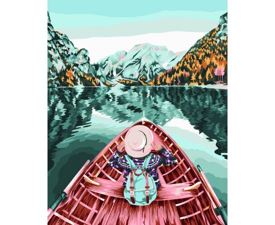 Картина по номерам на холсте ТРИ СОВЫ "Озеро в горах", 40*50, с акриловыми красками и кистями КХ_44184