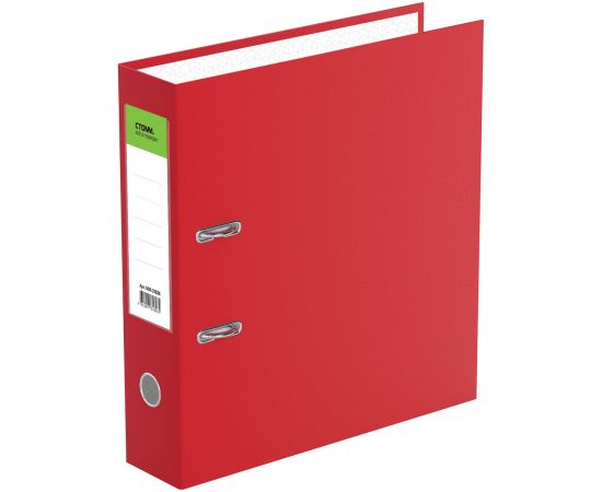 Папка-регистратор СТАММ "Стандарт", 70мм, бумвинил, с карманом на корешке, красная ММ-31826