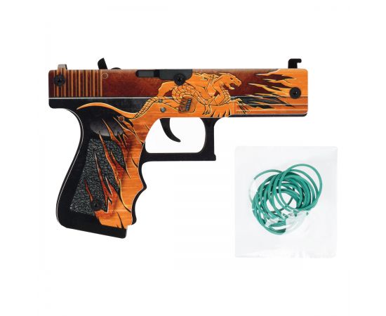 Пистолет деревянный ТРИ СОВЫ Glock-18, "Реликвия", подложка ХДФ с европодвесом, термоусадка ПД2ГЛ001