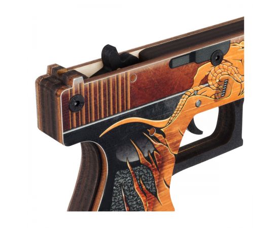 Пистолет деревянный ТРИ СОВЫ Glock-18, "Реликвия", подложка ХДФ с европодвесом, термоусадка ПД2ГЛ001