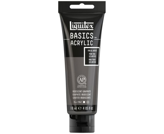 Краска акриловая художественная Liquitex "Basics", 118мл, туба, 049 графитовый иридисцентный 1046049