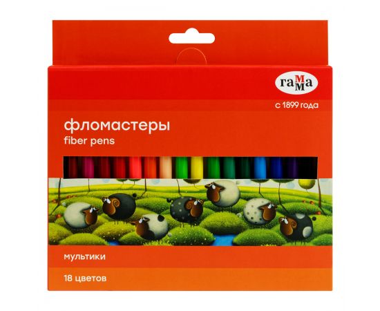Фломастеры Гамма "Мультики", 18цв., смываемые, картон. упак., европодвес 120822_18