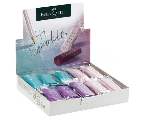 Ластик Faber-Castell "Sparkle" ассорти, трехгранный, 90*15*15мм 187310