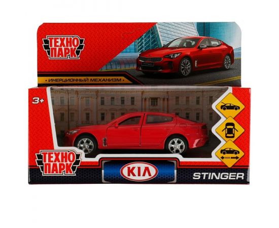 Машина металл KIA STINGER длина 12 см, двери, багаж., инерц, красный 336380 336380