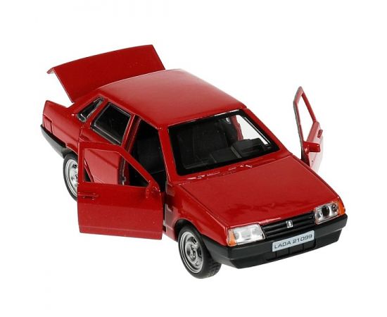 Машина металл LADA-21099 "СПУТНИК" 12 см, двери, багаж, инерц, красный 336381 336381
