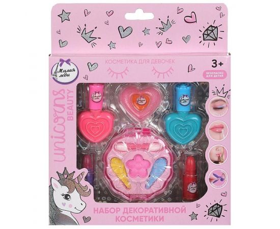 Косметика для девочек "Милая леди" (тени, помада, блеск, лак для ногтей) 378436 378436