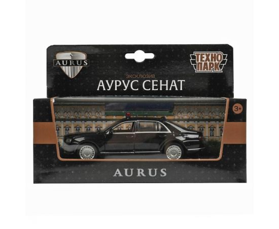Машина металл свет-звук АУРУС СЕНАТ 13,5 см см, двери, инерц, черный 384384 384384