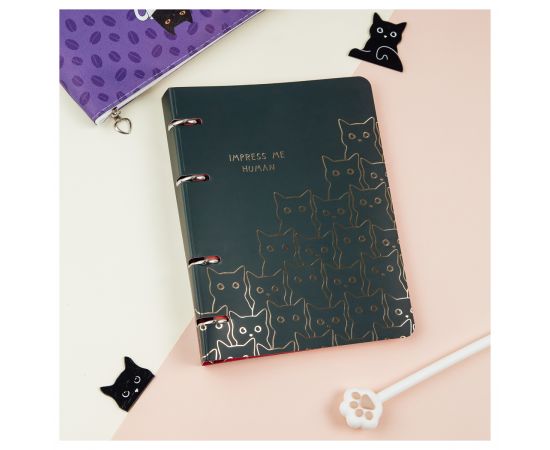 Тетрадь на кольцах А5, 100л., MESHU "Amazing cats", картон, матовая ламинация, выборочный УФ-лак MS_50665