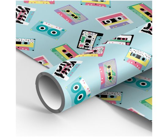 Упаковочная бумага глянц. 70*100см, MESHU "Кассеты", 80г/м2 MS_53467