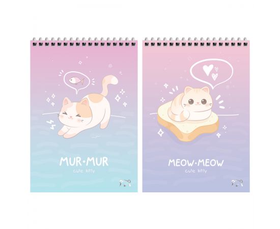 Блокнот А5 60л. на гребне MESHU "Cute kitty", пластиковая обложка MS_55025
