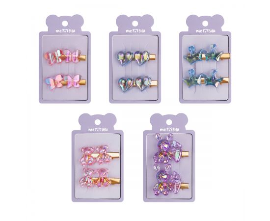 Заколки для волос MESHU, прищепка, перламутр, ассорти, 2шт., 4/5/6см, европодвес MS_60621
