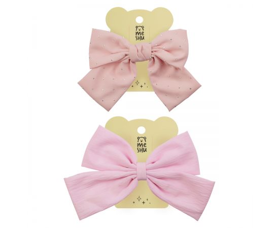 Заколка для волос MESHU, бант, розовая, ассорти, 14*13см, европодвес MS_60678