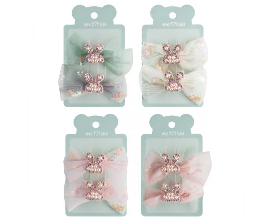 Заколки для волос MESHU, бант-прищепка, ассорти, 2шт., европодвес MS_60680