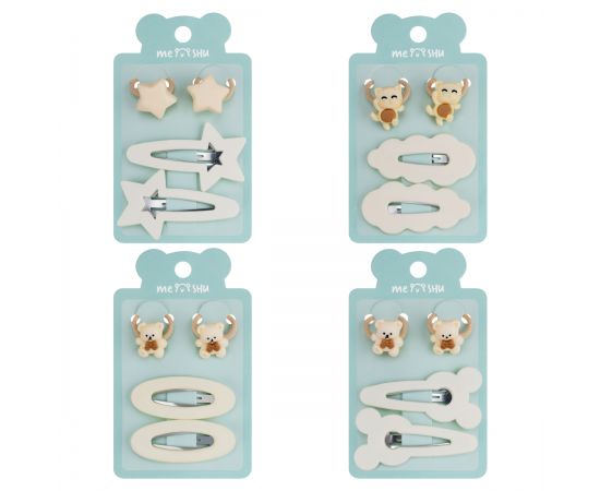 Набор аксессуаров для волос MESHU, резинки 2шт., заколки 2шт., ассорти, европодвес MS_60688