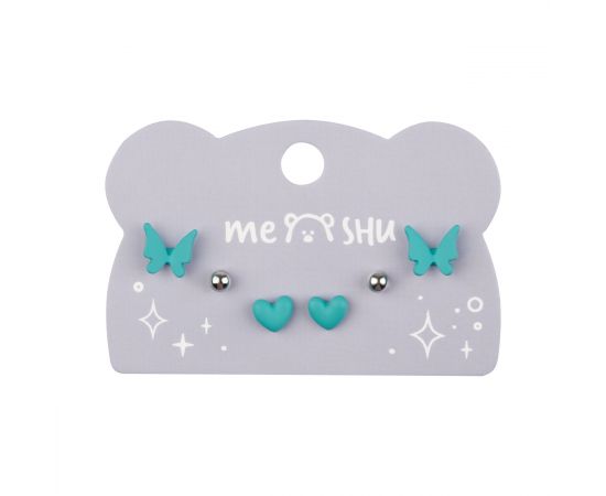 Серьги MESHU, бижутерия, голубые, 3 пары, европодвес MS_60717