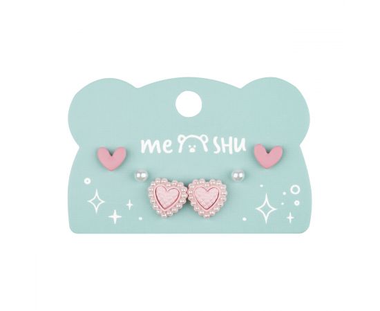 Серьги MESHU, бижутерия, розовые, 3 пары, европодвес MS_60719