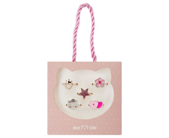 Набор колец MESHU "Superstar", бижутерия, 5шт., картонный бокс с ручкой MS_60726