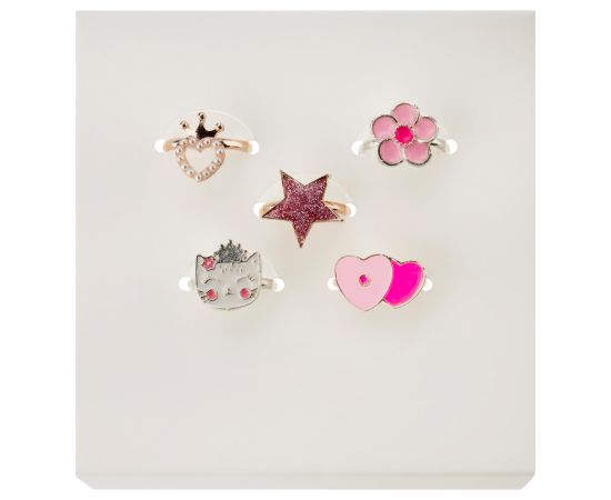 Набор колец MESHU "Superstar", бижутерия, 5шт., картонный бокс с ручкой MS_60726