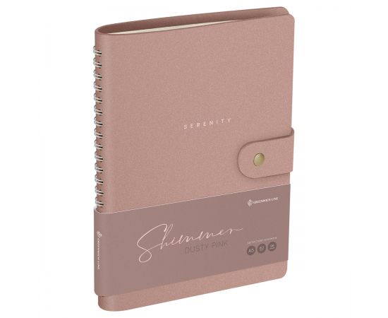 Записная книжка А5 96л. ЛАЙТ, кожзам, скрытый гребень, Greenwich Line "Shimmer. Dusty pink", блок в линию NA5_51418