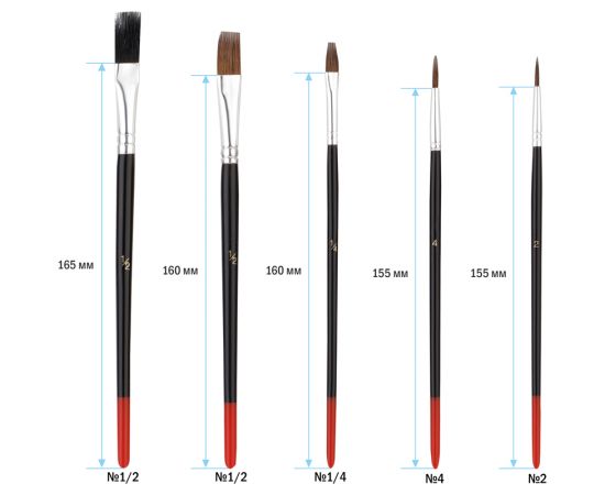 Набор кистей ArtSpace 15шт., пони, щетина, плоские, круглые, блистер SB_3298