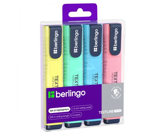 Набор текстовыделителей Berlingo "Textline HP500" 4цв., 1-5мм, PET-бокс с ЕП T7520