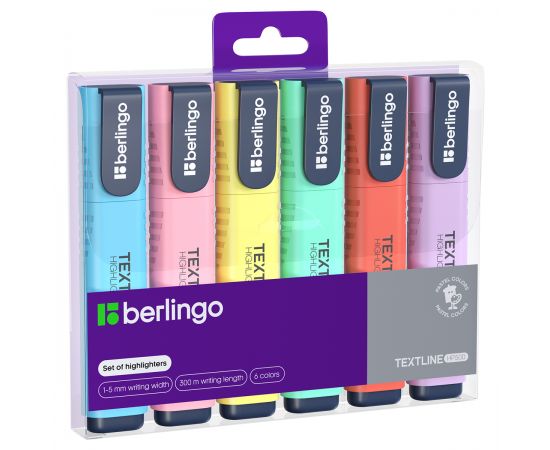 Набор текстовыделителей Berlingo "Textline HP500" 6цв., 1-5мм, PET-бокс с ЕП T7530