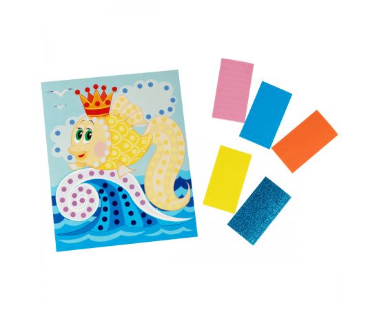 Мозаика магическая на самоклеящейся основе из мягкого пластика EVA Мульти-Пульти "Золотая рыбка", 16,7*20,5см, европодвес АР_54079