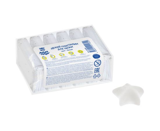Легкий пластилин для лепки Мульти-Пульти, белый, 6шт., 60г, прозрачный пакет ЛП_43160