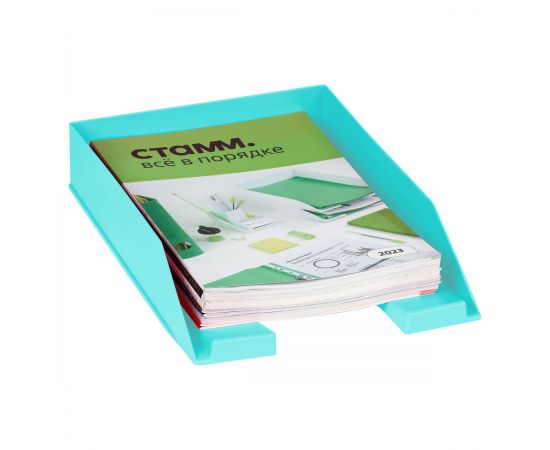 Лоток для бумаг горизонтальный СТАММ "Фаворит", мятный ЛТГ-31282