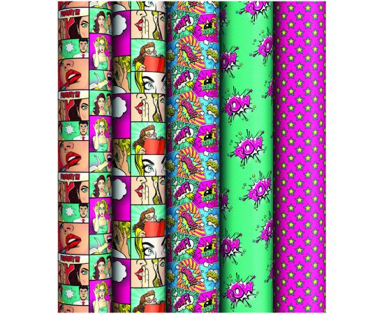 Упаковочная бумага глянц. 70*100см, ArtSpace "Pop art", 90г/м2, ассорти 5 дизайнов М100_40609
