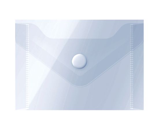 Папка-конверт на кнопке СТАММ А7 (74*105мм), 150мкм, пластик, прозрачная, бесцветная ММ-31722