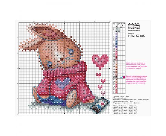 Набор для вышивания крестиком ТРИ СОВЫ "Зайка", 11*11см, пакет с европодвесом НВм_57185