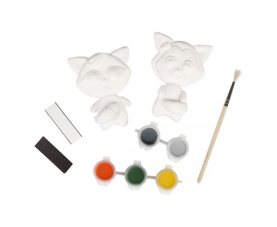 Набор для росписи из гипса ТРИ СОВЫ "Лисичка и Енот", магниты, 2 фигурки, с красками и кистью, картонная коробка НР_79417