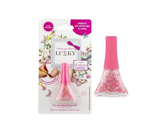 Lukky лак для ногтей "Конфетти-Микс" бело-розовый с цветочками Т16751 Т16751