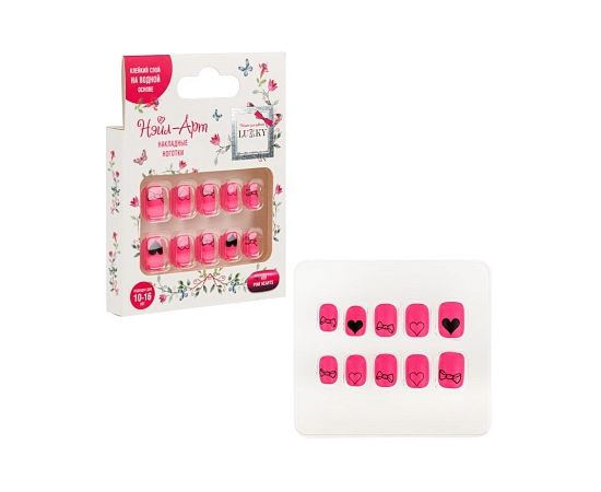 Lukky Нэйл-Арт набор №28 Pink Hearts (10 накладных ногтей) Т25759 Т25759